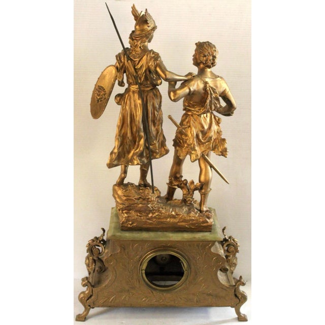 Antique French Alabaster Clock "La Walkyrie" by Ernest Rancoulet (1875-1915) For Sale - Image 9 of 10