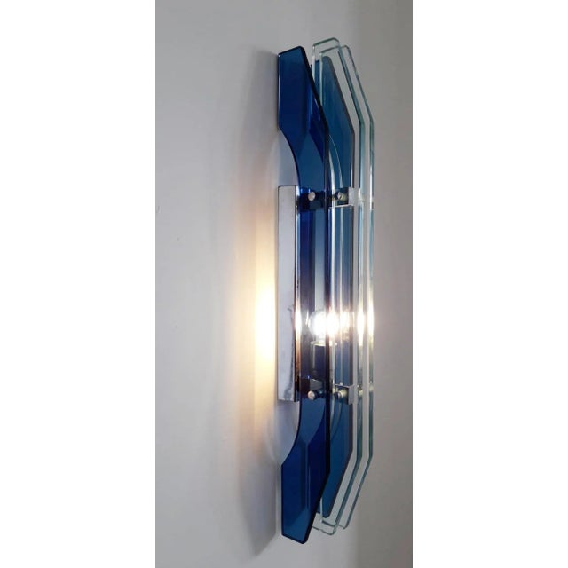 Veca Mid 20th Century Large Beveled Sconces by Veca - a Pair For Sale - Image 4 of 12