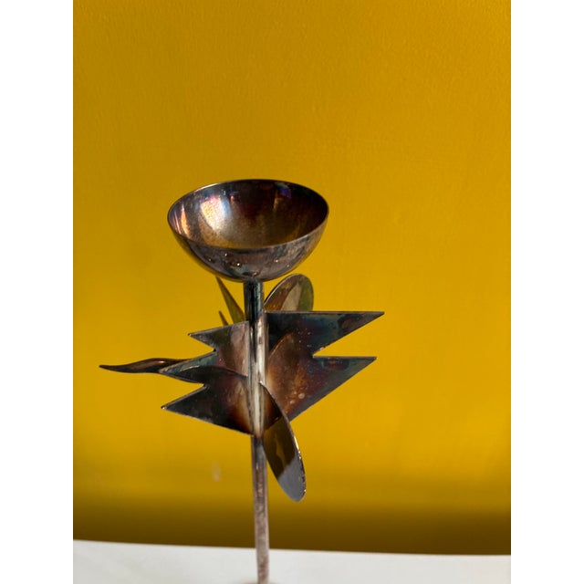 Silver Metal Candleholders by Alessandro Mendini for Cabro, 1980s, Set of 4 For Sale - Image 8 of 11