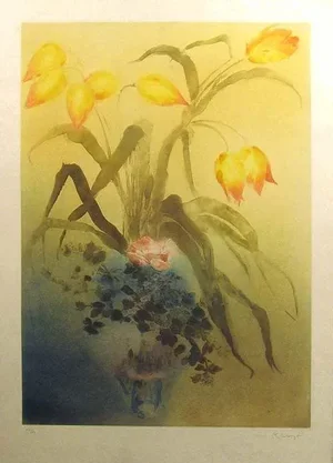 Late 20th Century "Les Tulipes" Floral Etching by Kaiko Moti