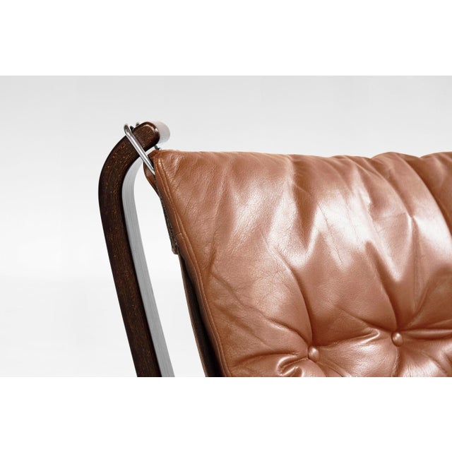 2000 - 2009 Vintage Falcon Chairs in Cognac Leather and Plywood by Sigurd Ressell for Vatne Møbler, 1970s, Set of 2 For Sale - Image 5 of 8