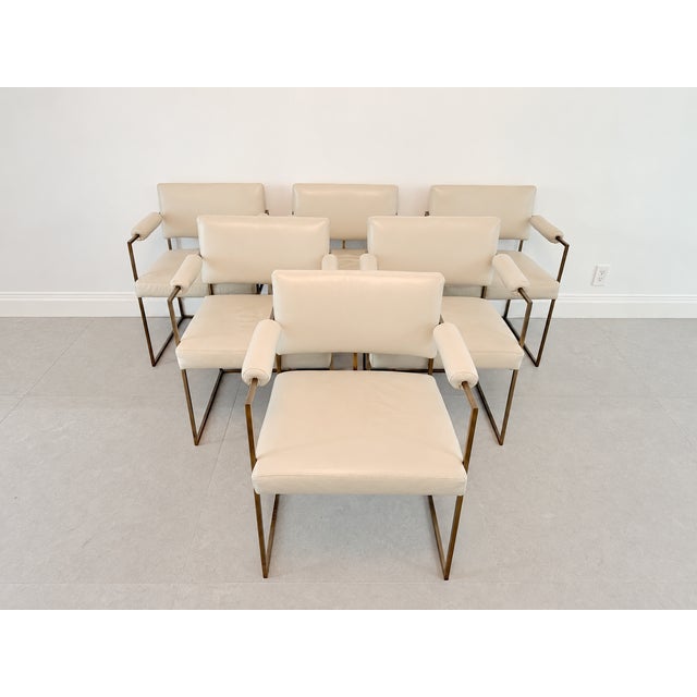 Introduced in 1968 this is a set of six Model 1188 armchairs by Milo Baughman for Thayer Coggin. The 1188 pairs a slender,...