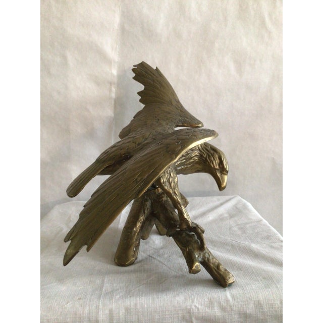 1950s Brass Eagle on Branch Sculpture For Sale - Image 4 of 10