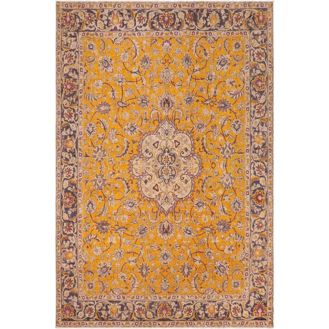 Shabby Chic Vintage 1990's Orange/Blue Wool Rug - 9'11'' X 12'6'' For Sale - Image 10 of 10