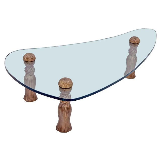 Metal Arthur Court Biomorphic Glass Tassel Coffee Table For Sale - Image 7 of 7
