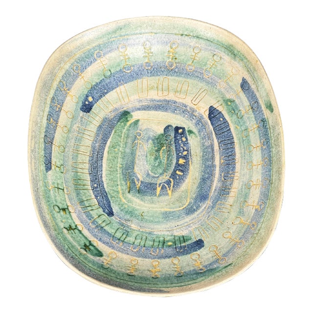 Vintage 50s Mid-Century Modern Crumrine Art Pottery Huge Ceramic Bowl For Sale