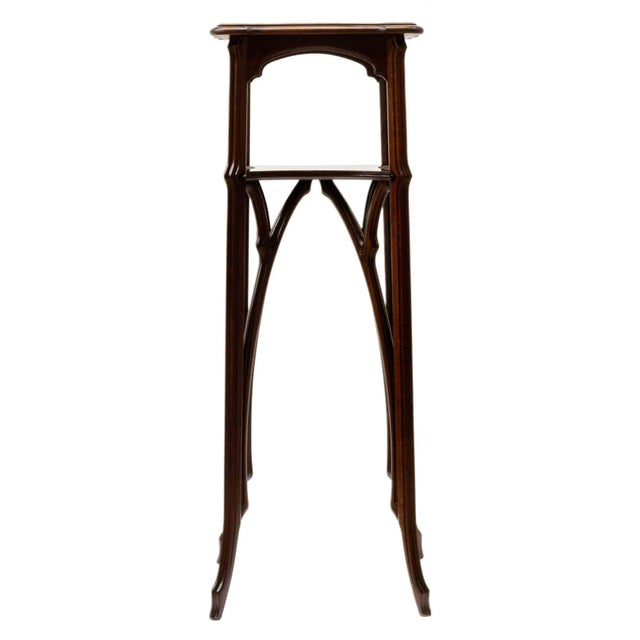20th Century Art Nouveau 2-Tier Plant Pedestal in Walnut For Sale - Image 5 of 9