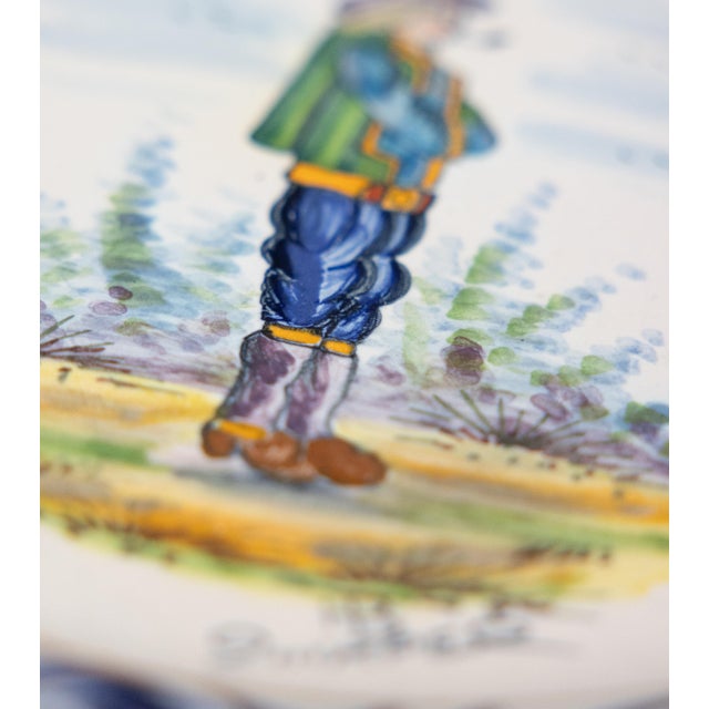 HB Quimper Odetta Antique French Faience Quimper Plates - A Pair For Sale - Image 4 of 9