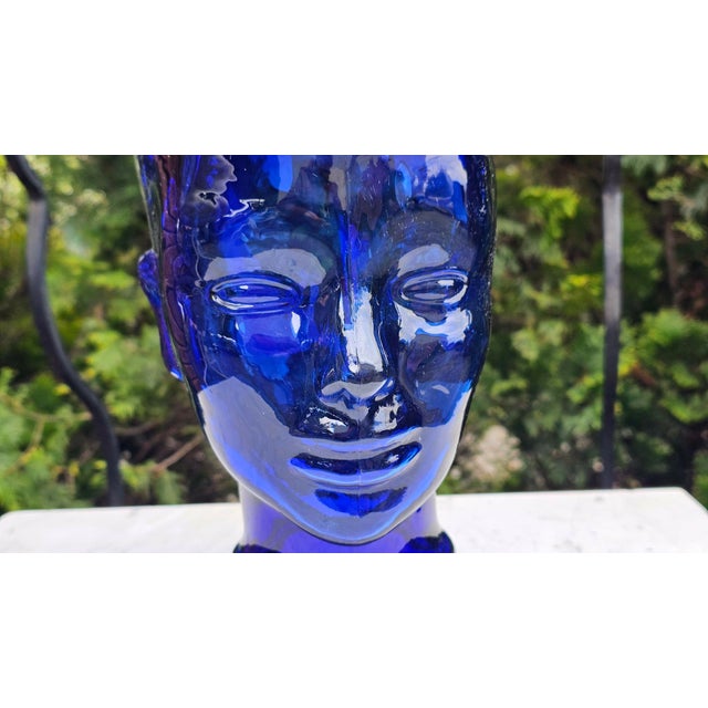 German Navy Blue Glass Head, 1970s For Sale - Image 6 of 8