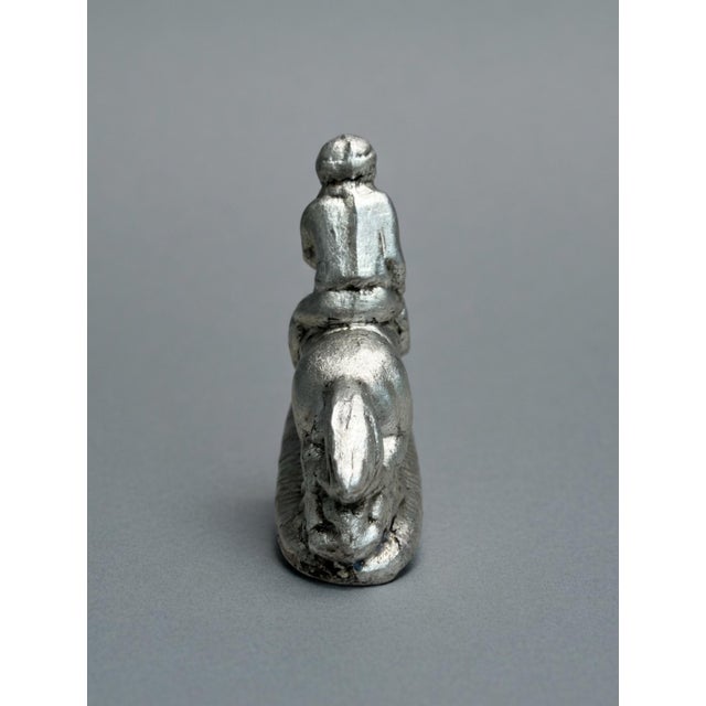 2020s Horse Equestrian Chalkware Sculpture in Aged Silver Leaf Cast From Antique Metal Mold For Sale - Image 5 of 5