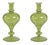 Vellum 2-Piece Set Small Green Spiral Glass Vases, Turnip Shape For Sale
