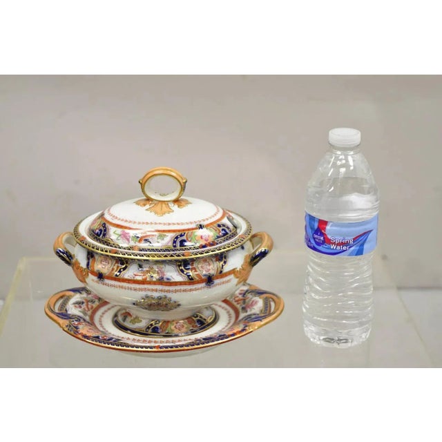 Antique English Ironstone Diamond Patent Covered Sauce Tureen With Underplate For Sale - Image 10 of 12
