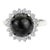 Vintage Inspired Natural Black Star & Zircon Halo Cocktail Ring Size 6.5 For Sale