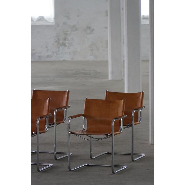 Vintage Cantilever Armchairs in Cognac Leather by Mart Stam for Matteo Grassi, 1960s, Set of 6 For Sale - Image 17 of 18