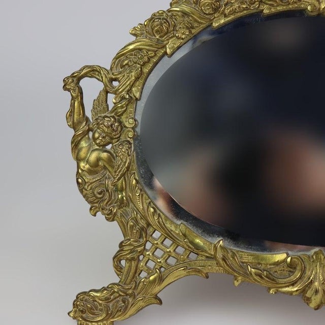 Metal Antique Gilt Metal Floral Form Dresser Mirror C1880 For Sale - Image 7 of 9