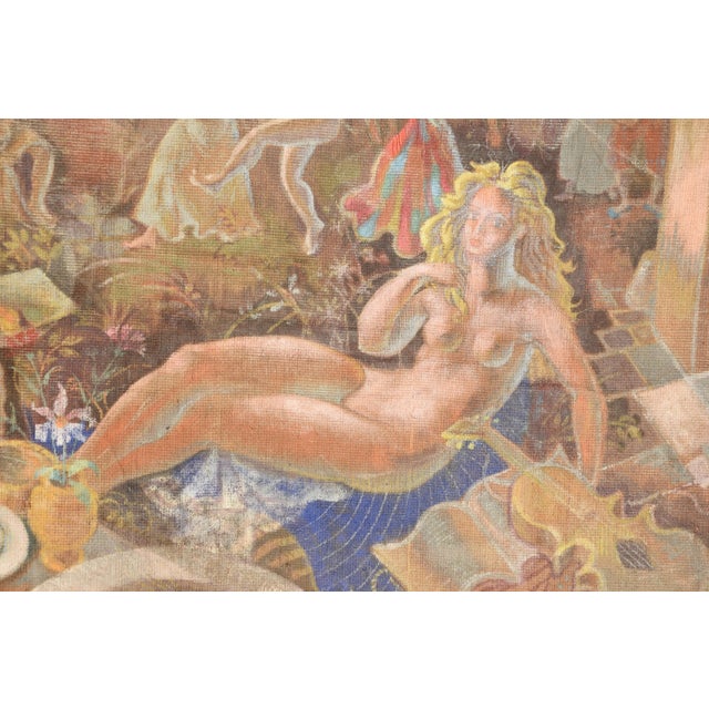 Textile Michel Jamar, Michel Jamar, großformatiges Gemälde, Tapisserie, um 1950, mediterrane Küstenszene, Canvas For Sale - Image 7 of 12