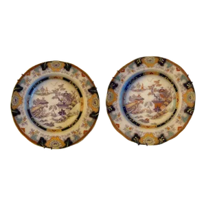 Antique Chinese Polychrome Plates - a Pair