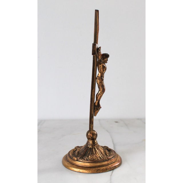 Early 19th Century Vintage Bronze Freestanding Crucifix For Sale - Image 5 of 11