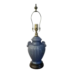 Late 20th Century Bradburn Gallery French Blue Pottery Urn Table Lamp