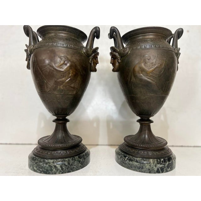 Patinated Spelter Vases, 19th Century, Set of 2 For Sale - Image 4 of 12