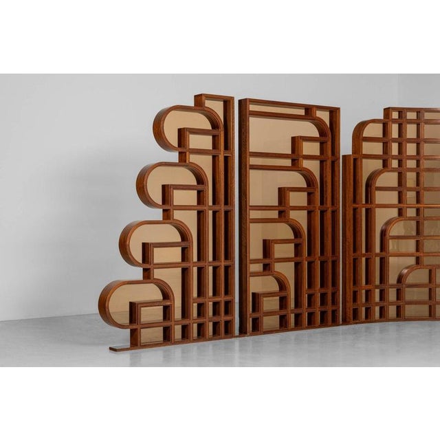Room Dividers in Walnut and Glass, Italy, 1970, Set of 4 For Sale - Image 15 of 18
