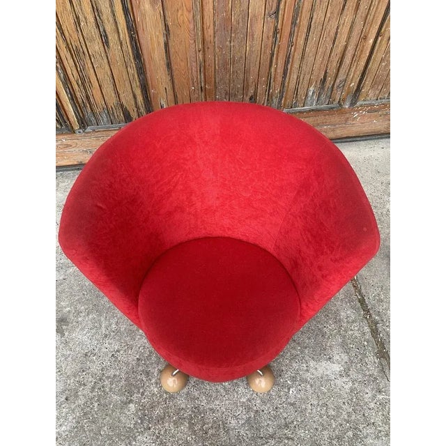 Mid-Century Red Armchair with Special Legs, 1950s For Sale - Image 6 of 6