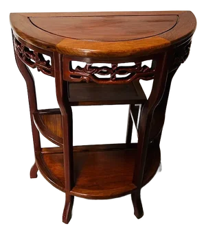 A Chinese Carved Soild Rosewood Half Moon Entrance Table