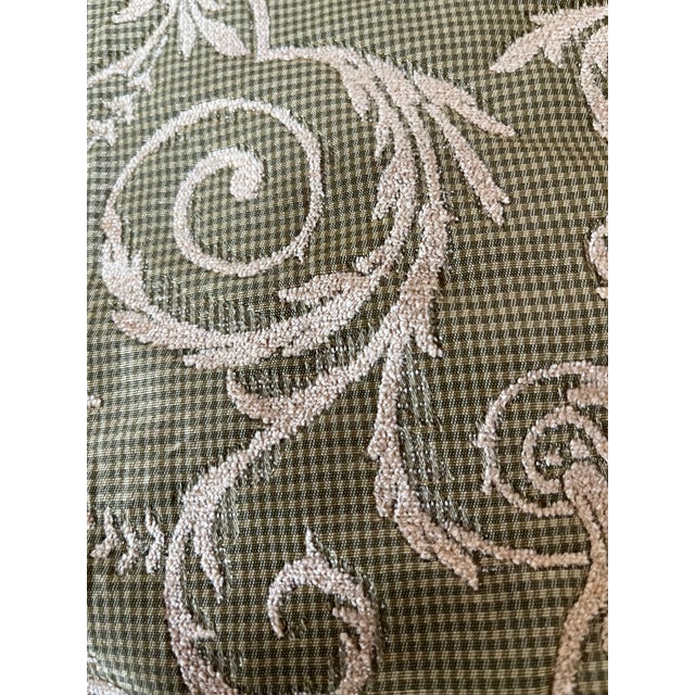 Textile Green Swirl Design Heavy Duty 110” Long Custom Made Table Runner With Bead Accenting For Sale - Image 7 of 7