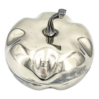 Vintage Silver-Plated Pumpkin Box by Christian Dior for Dior, 1970s For Sale