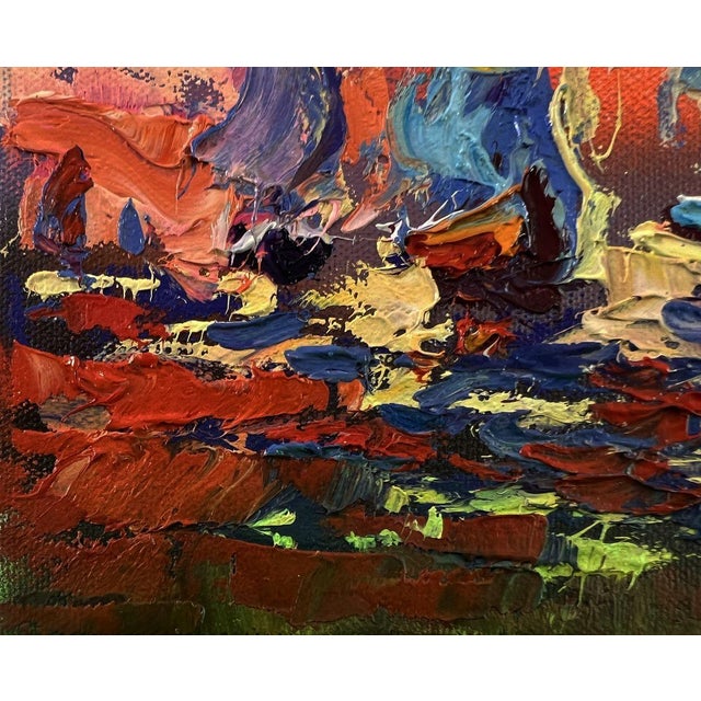 Textile Oil Painting Sailboats and Orange Sunset Oleksiy Ivanyuk For Sale - Image 7 of 9
