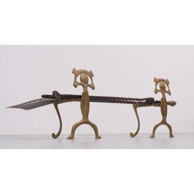 19 Century Dutch Brass Fire Place Tools, Set of 5 For Sale - Image 8 of 11