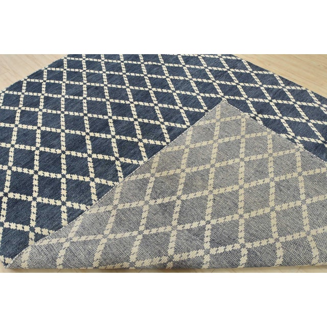 Moroccan Rug 7’11” X 10’8” Blue Wool Contemporary Hand-Knotted Carpet For Sale - Image 14 of 15