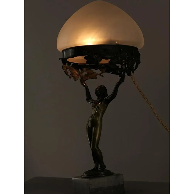 Antique Art Nouveau Daphne Table Lamp in Patinated Bronze, 1890s For Sale - Image 10 of 16