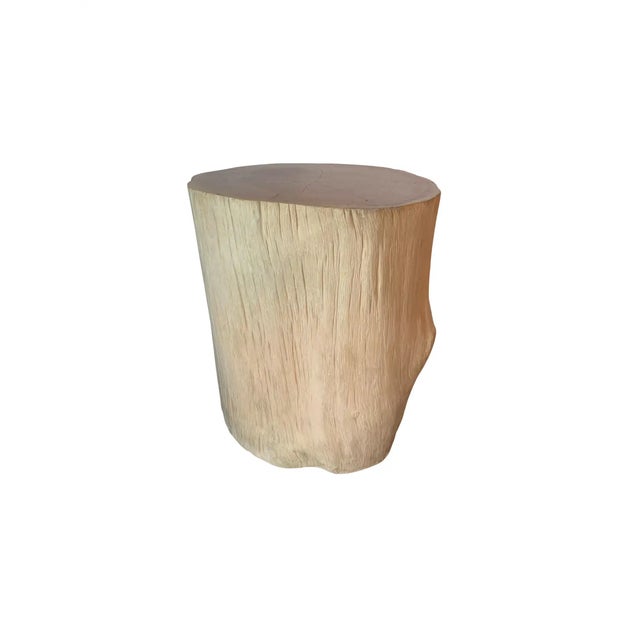 Wood Side Table Solid Teak Wood Bleached Finish Modern Organic For Sale - Image 7 of 7