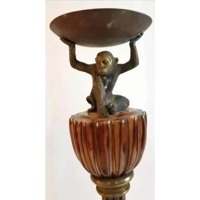 For your consideration: A rare and fabulous ornate pair of tall candle torchières. Each candle torchière is made of heavy...