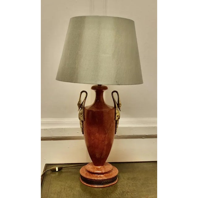 Red Art Deco Simulated Marble Ceramic Table Lamp, 1950s For Sale - Image 8 of 8