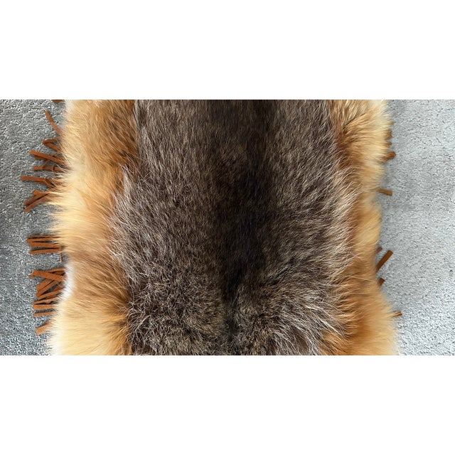 Late 20th Century Fox and Coyote Fur Throw Pillows With Leather Fringe For Sale - Image 4 of 9