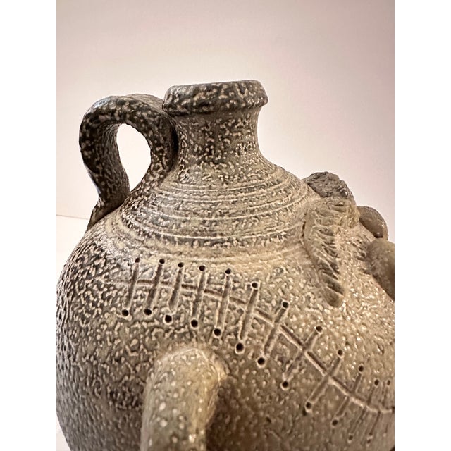Gray 1980s Face Jug by Db Garner Turn & Burn Pottery For Sale - Image 8 of 12