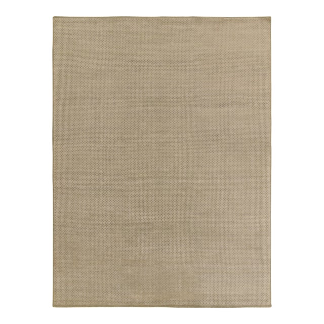 Rug & Kilim’s Contemporary Rug in Beige-Brown and Green Geometric Pattern For Sale