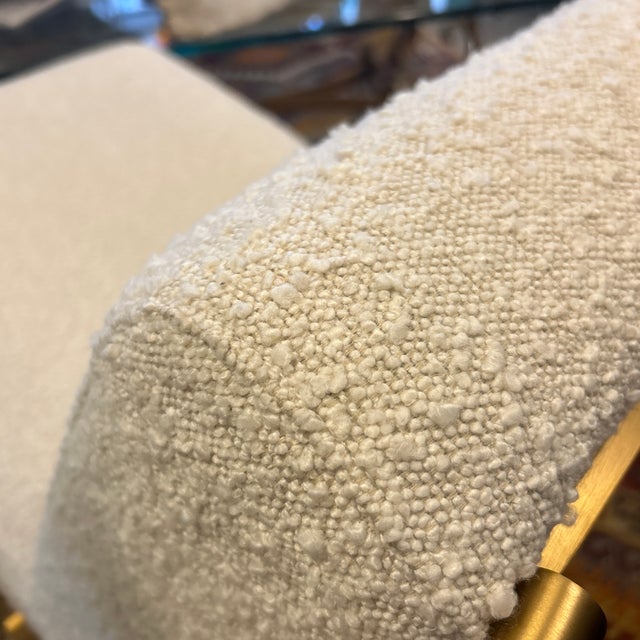 Brushed Brass Angular Frame and Boucle Lounge Chair For Sale In Miami - Image 6 of 10