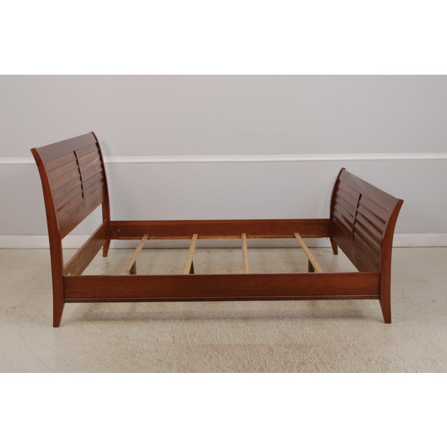 Ethan Allen Ethan Allen Avenue King Size Cherry Modern Sleigh Bed For Sale - Image 4 of 16