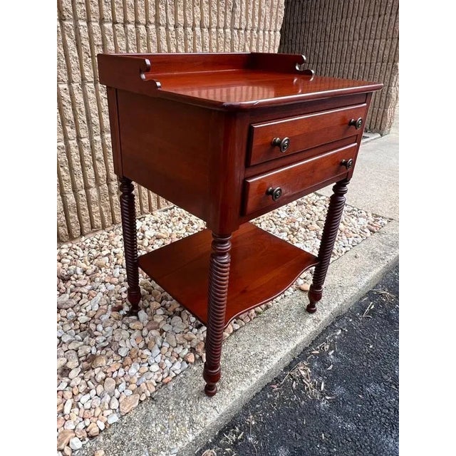 Pair Solid Cherry Willett Furniture Colonial House 2 Drawers Bedside Tables, Circa 1950s For Sale - Image 9 of 12