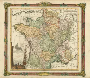 Antique Map of France with Decorative Border, 1766