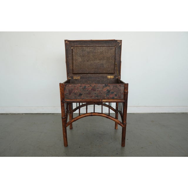 A charming late-Victorian bamboo sewing table, circa 1880–1900. This petite accent piece captures the artistry of the...