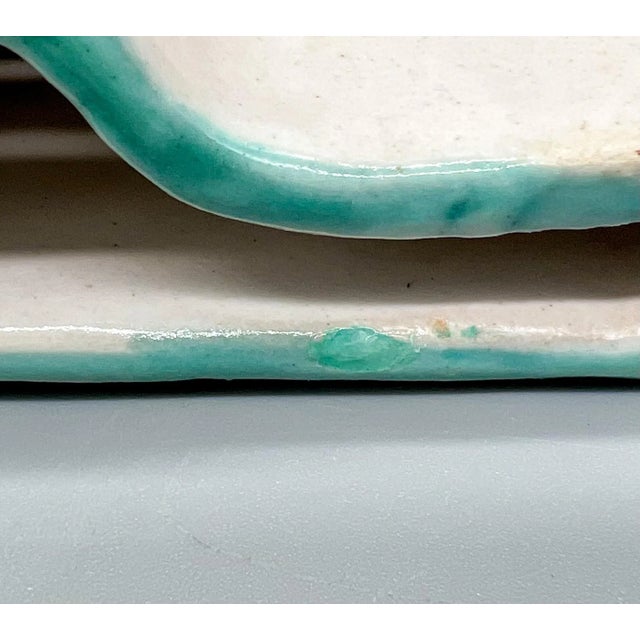 Vintage Italian Turquoise Sicilian Folk Art Ceramic Wall Pocket For Sale - Image 9 of 13