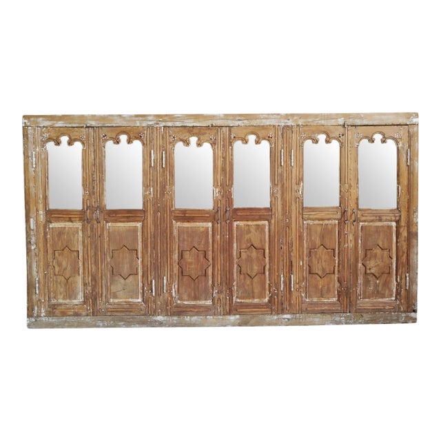 Antique Agra Wood Shutter Mirror For Sale