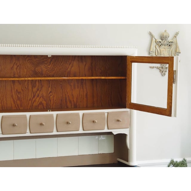 Wood Antique White Glass Display Cabinet For Sale - Image 7 of 14