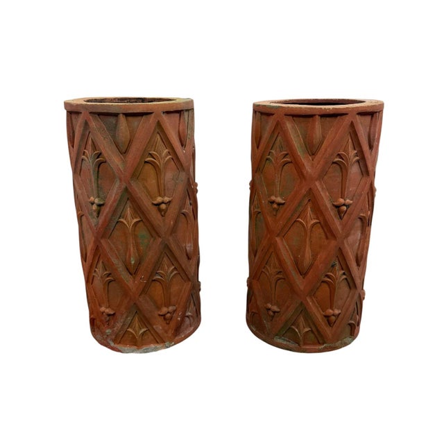 Antique French Terracotta Chimney Pots, 1890s, Set of 2 For Sale - Image 4 of 10
