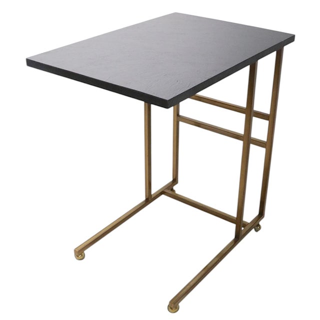 1970s 1970s Hollywood Regency Brass and Formica Serving Bar Cart For Sale - Image 5 of 12