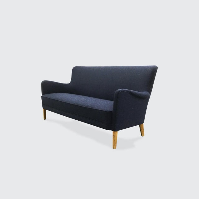 Blue Three-Seater Sofa by Peter Hvidt and Orla Mølgaard-Nielsen, 1940s For Sale - Image 8 of 9